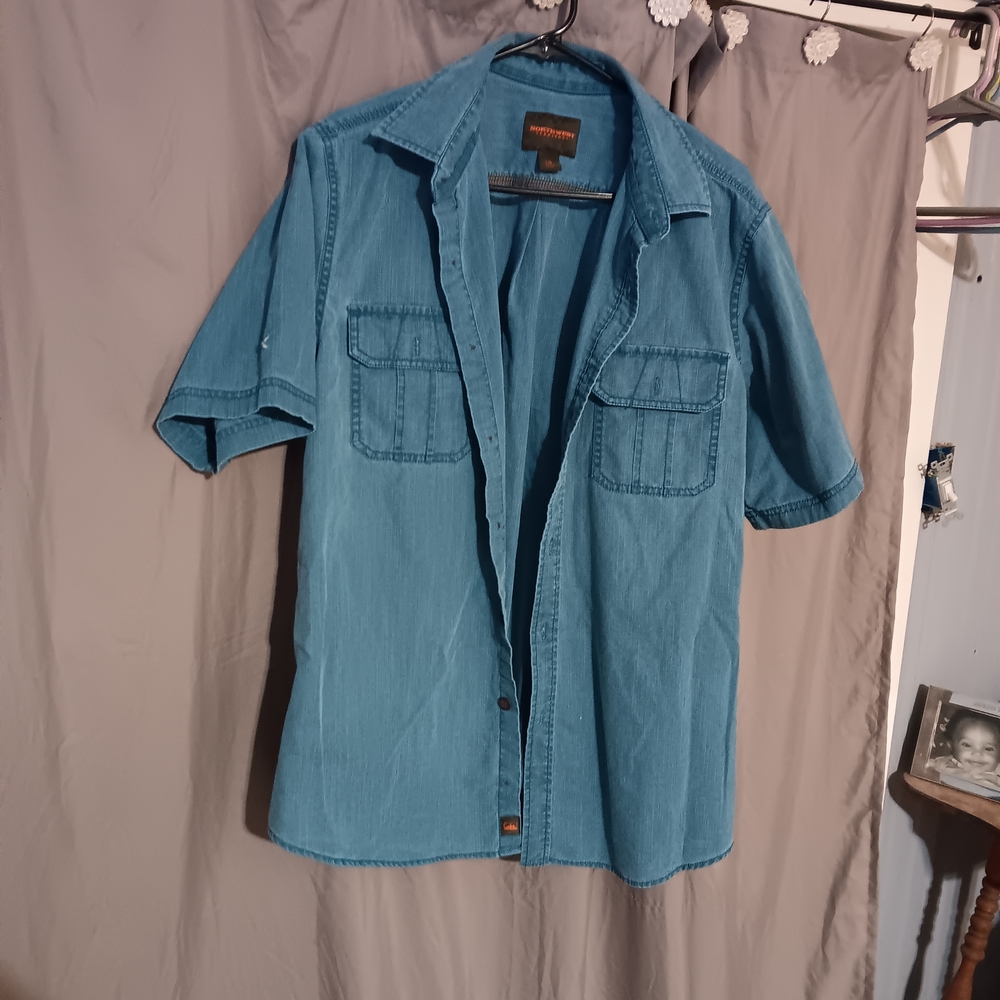LG Men's Casual Blue Button Down Shirt